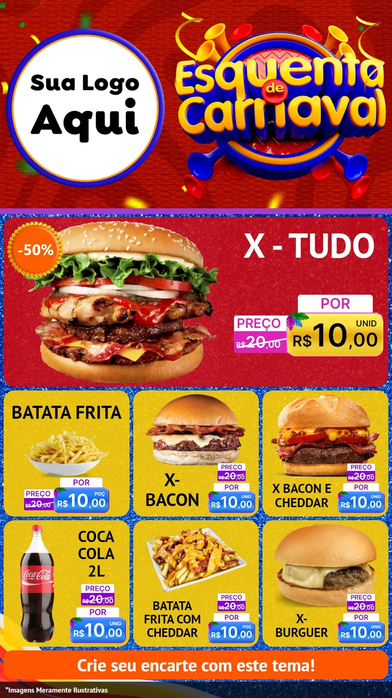 Modelo de Rede Social para Stories com o tema Esquenta de Carnaval para Hamburgueria