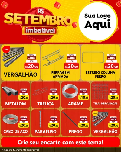 Modelo de Rede Social para Feed Instagram com o tema Setembro Imbatível para Ferragens