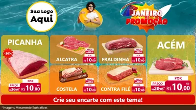 Modelo de TV para TV Horizontal com o tema Janeiro de Promoção para Açougue