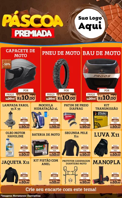 Modelo de Encarte para Encarte Grande com o tema Páscoa Premiada para Moto peças
