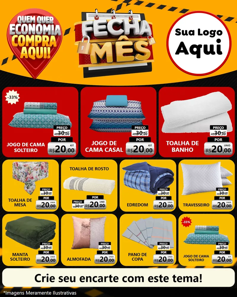 Modelo de Rede Social para Feed Instagram com o tema Fecha Mês para Cama, Mesa e Banho