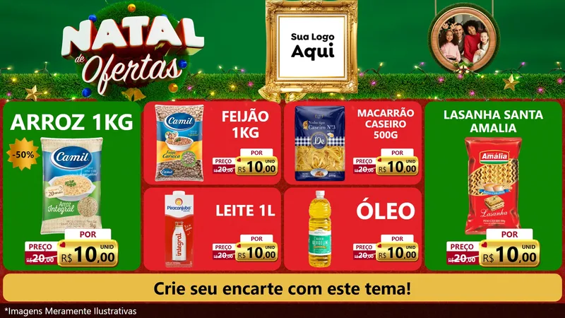 Modelo de TV para TV Horizontal com o tema Natal de Ofertas para Supermercado