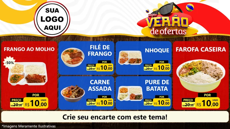 Modelo de TV para TV Horizontal com o tema Super Verão de Ofertas para Restaurante