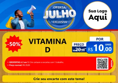 Modelo de Cartaz para Cartaz A4 Horizontal com o tema Oferta Exclusiva, Julho para Farmácia