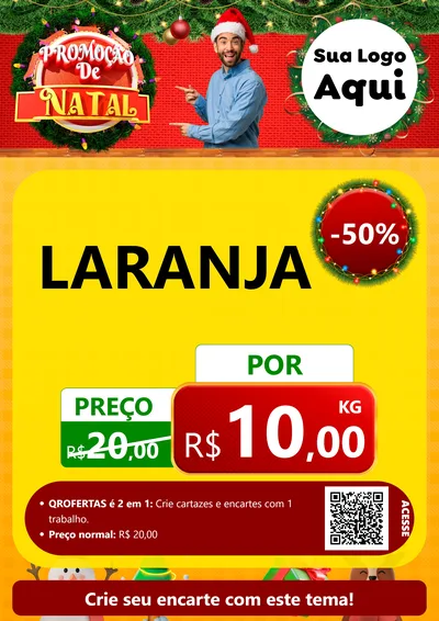 Modelo de Cartaz para Cartaz A4 Vertical com o tema Promoção de Natal para Hortifrúti