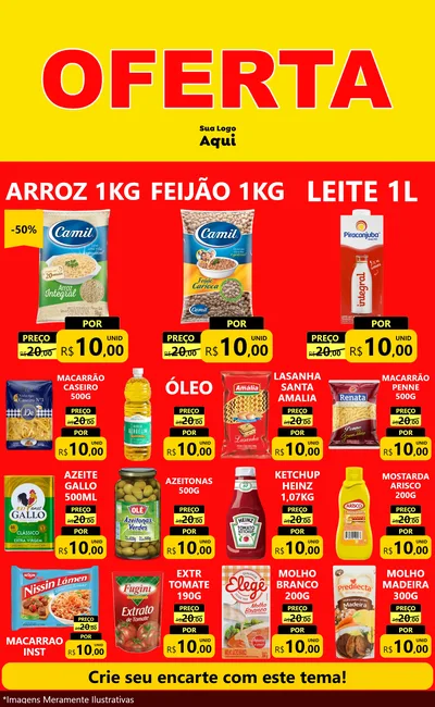 Modelo de Encarte para Encarte Grande com o tema OFERTA - Vermelho Cartaz para Supermercado