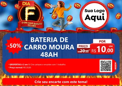 Modelo de Cartaz para Cartaz A4 Horizontal com o tema Dia F - O Dia Mais Barato Do Mês para Baterias Elétricas