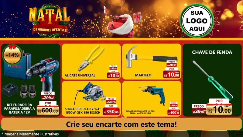 Modelo de TV para TV Horizontal com o tema Natal de Grandes Ofertas para Maquinas e Ferramentas