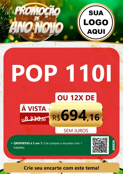 Modelo de Cartaz para Cartaz A4 Vertical com o tema Promoção de Ano Novo para Concessionaria de Motos