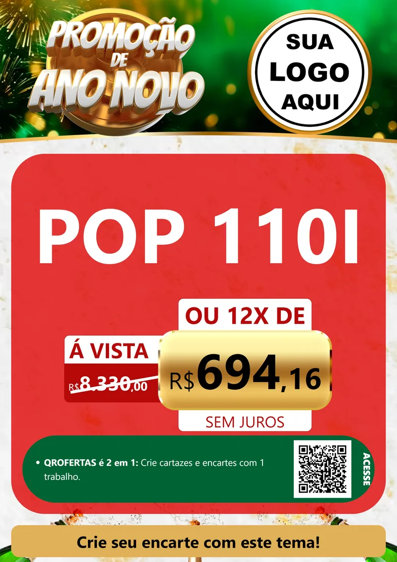 Modelo de Cartaz para Cartaz A4 Vertical com o tema Promoção de Ano Novo para Concessionaria de Motos