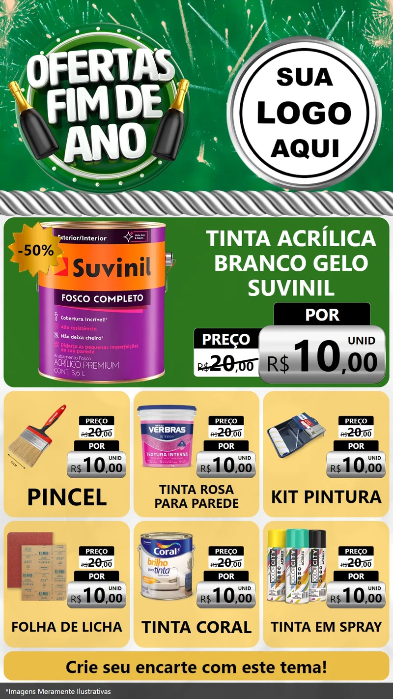 Modelo de Rede Social para Stories com o tema Ofertas Fim de Ano para Tintas e Ferramentas