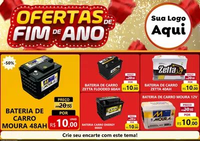 Modelo de Encarte para Encarte A4 Horizontal com o tema Ofertas de Fim de Ano para Baterias Elétricas