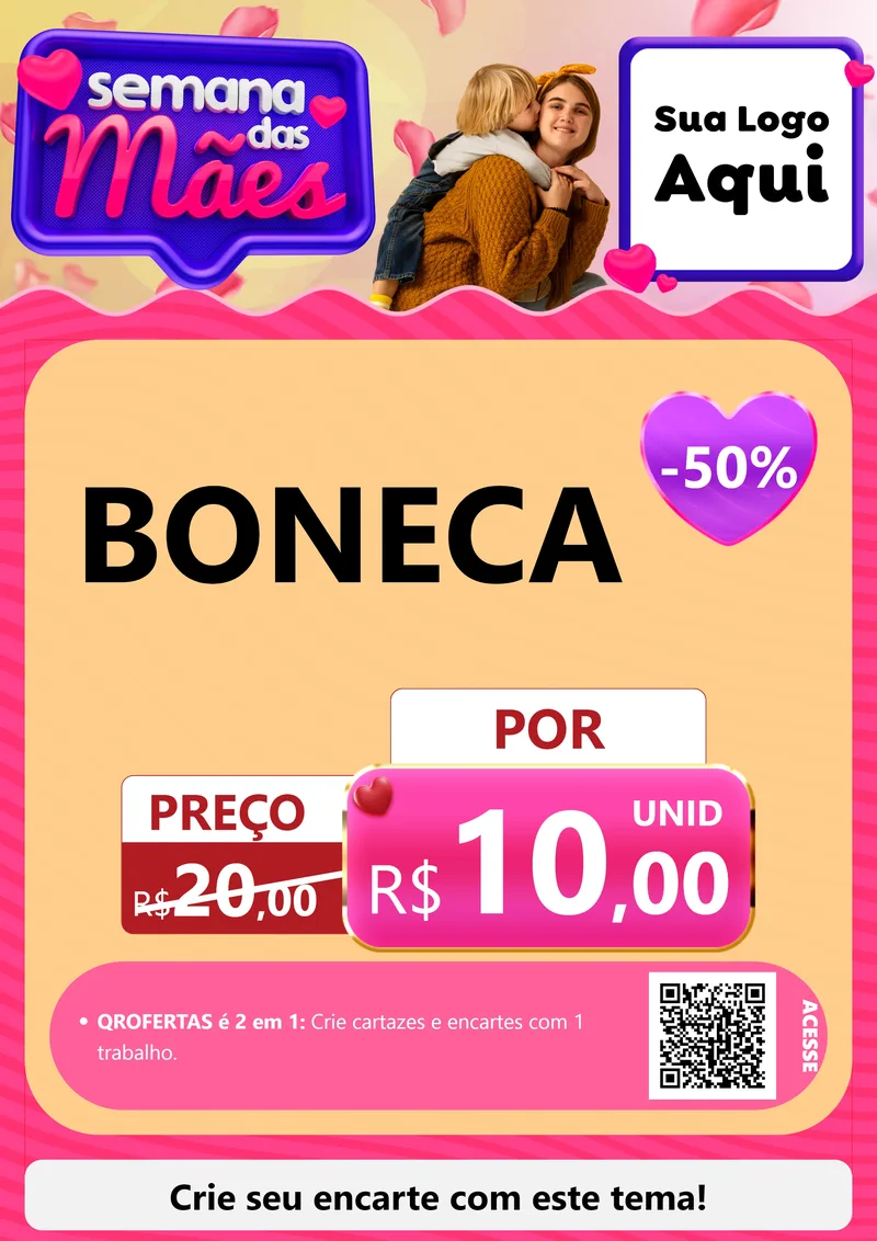 Modelo de Cartaz para Cartaz A4 Vertical com o tema Semana das Mães para Brinquedos