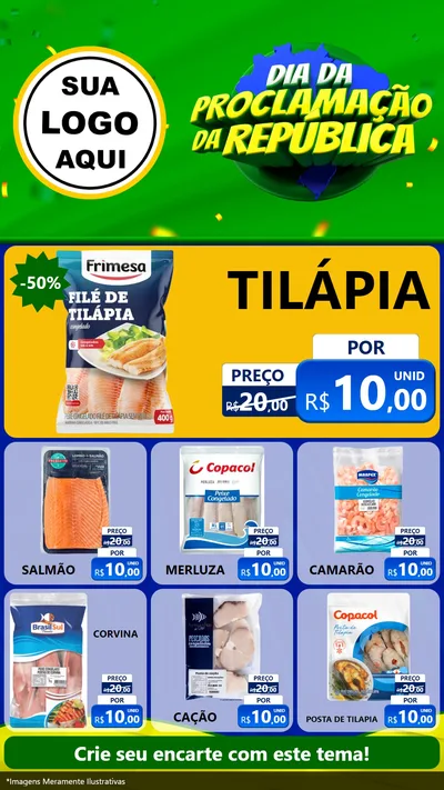 Modelo de Rede Social para Stories com o tema Dia Da Proclamação Da República para Peixaria