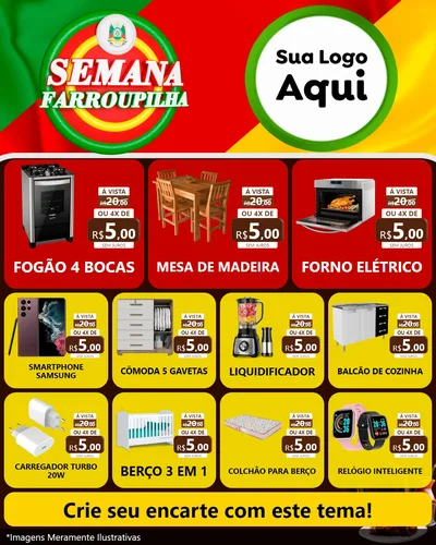 Modelo de Rede Social para Feed Instagram com o tema Semana Farroupilha para Móveis e Eletro
