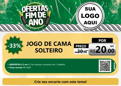 Modelo de Cartaz para Cartaz A4 Horizontal com o tema Ofertas Fim de Ano para Cama, Mesa e Banho