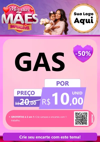Modelo de Cartaz para Cartaz A4 Vertical com o tema Mês das Mães Imperdível para Água e gás