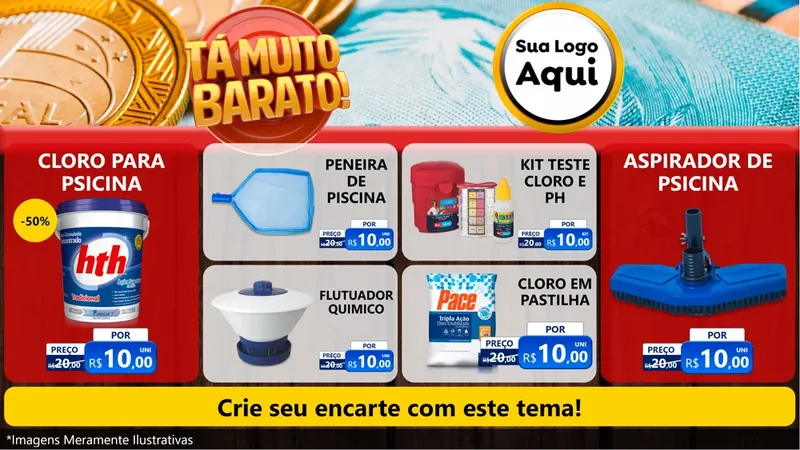 Modelo de TV para TV Horizontal com o tema Está Muito Barato para Produtos para Piscina