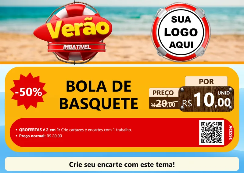 Modelo de Cartaz para Cartaz A4 Horizontal com o tema Verão Imbatível para Artigos Esportivos