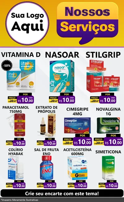 Modelo de Encarte para Encarte Grande com o tema Nossos Serviços para Farmácia