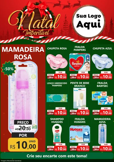 Modelo de Encarte para Encarte A4 Vertical com o tema Natal Imperdível para Bebês