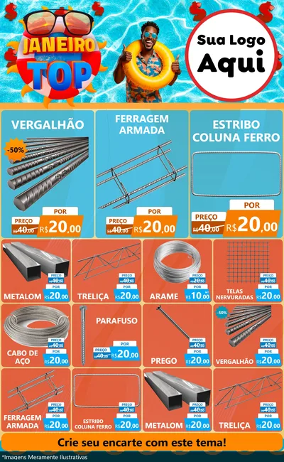 Modelo de Encarte para Encarte Grande com o tema Janeiro Top para Ferragens