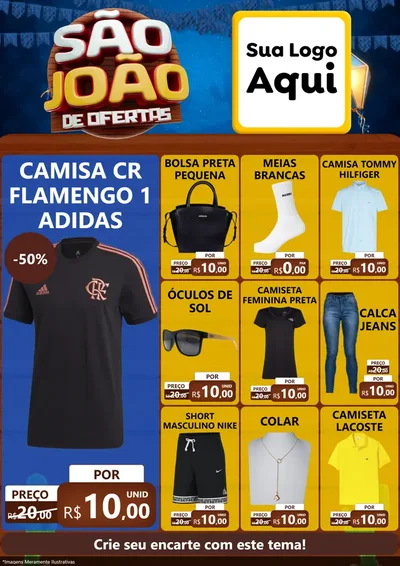 Modelo de Encarte para Encarte A4 Vertical com o tema São João Ofertas Imbatíveis! - Junina para Roupas e acessórios