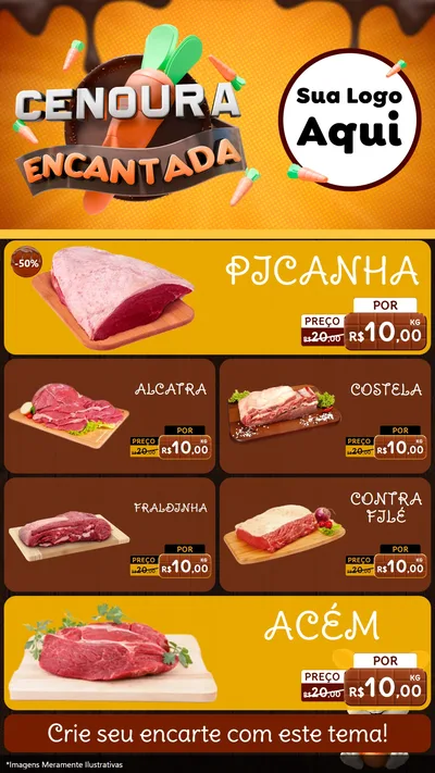 Modelo de TV para TV Vertical com o tema Cenoura Encantada - Páscoa para Açougue