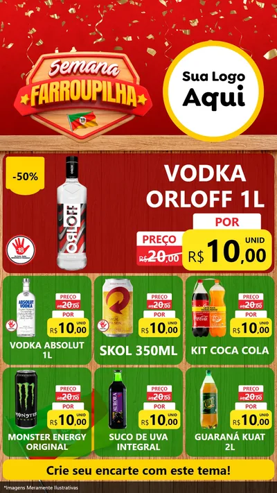 Modelo de Rede Social para Stories com o tema Semana Farroupilha para Distribuidora de bebidas