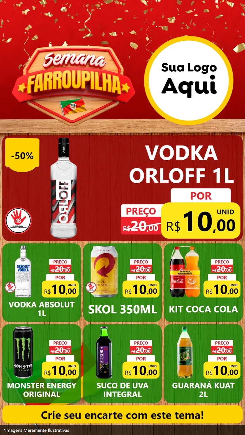 Modelo de Rede Social para Stories com o tema Semana Farroupilha para Distribuidora de bebidas