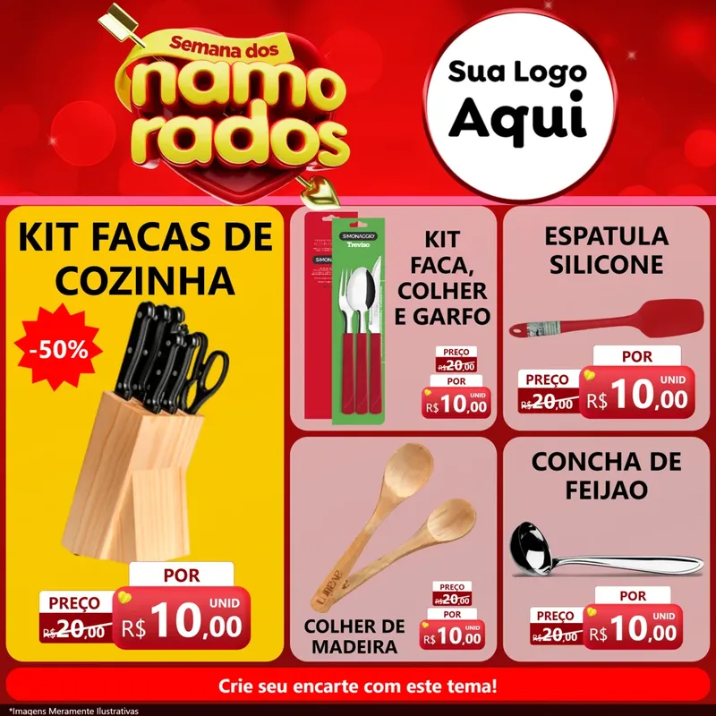 Modelo de Rede Social para Feed Facebook com o tema Semana dos namorados para Utilidades Domésticas