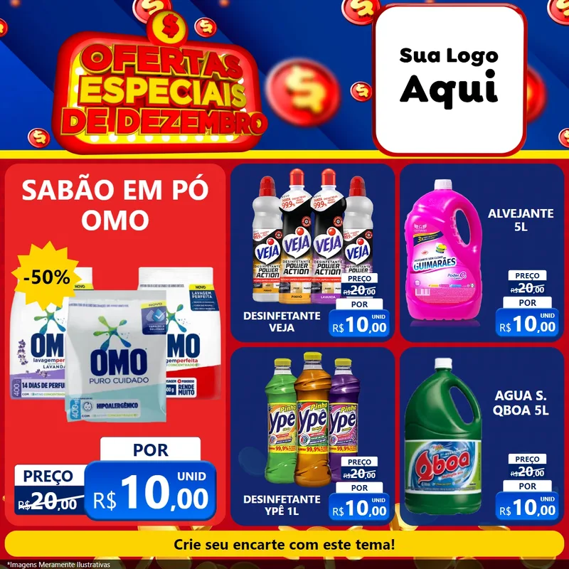 Modelo de Rede Social para Feed Facebook com o tema Ofertas Especiais de Dezembro para Produtos de Limpeza
