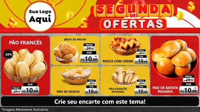 Modelo de TV para TV Horizontal com o tema Segunda de Ofertas para Padaria