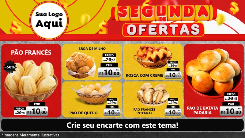Modelo de TV para TV Horizontal com o tema Segunda de Ofertas para Padaria