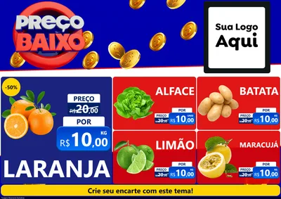Modelo de Encarte para Encarte A4 Horizontal com o tema Preço Baixo para Hortifrúti