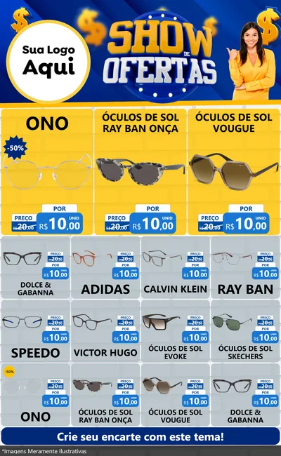 Modelo de Encarte para Encarte Grande com o tema Show de Ofertas para Óticas