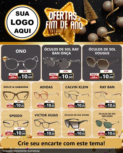 Modelo de Rede Social para Feed Instagram com o tema Ofertas de Fim de Ano para Óticas