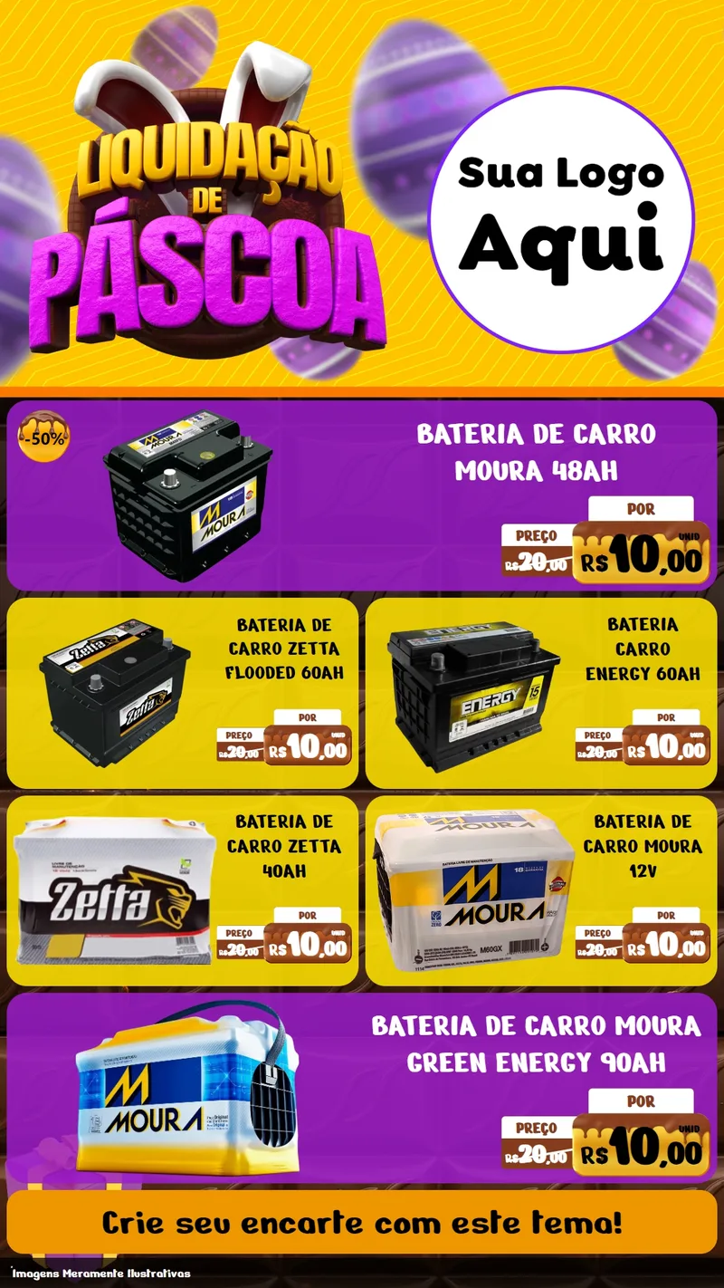 Modelo de TV para TV Vertical com o tema Liquidação de Páscoa para Baterias Elétricas