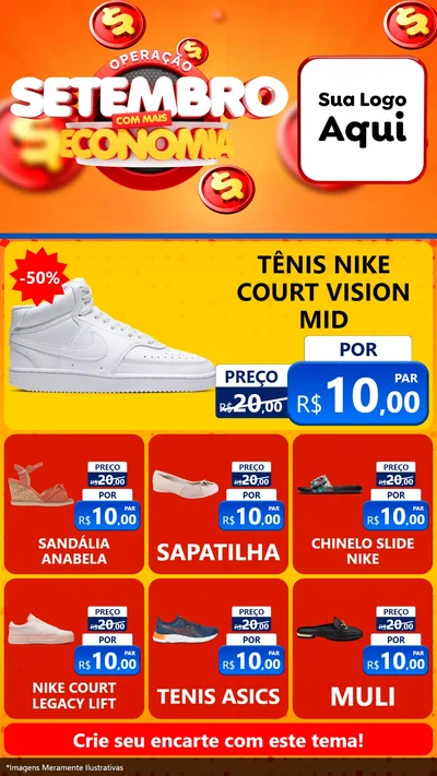 Modelo de Rede Social para Stories com o tema Operação Setembro Com Muita Economia para Calçados