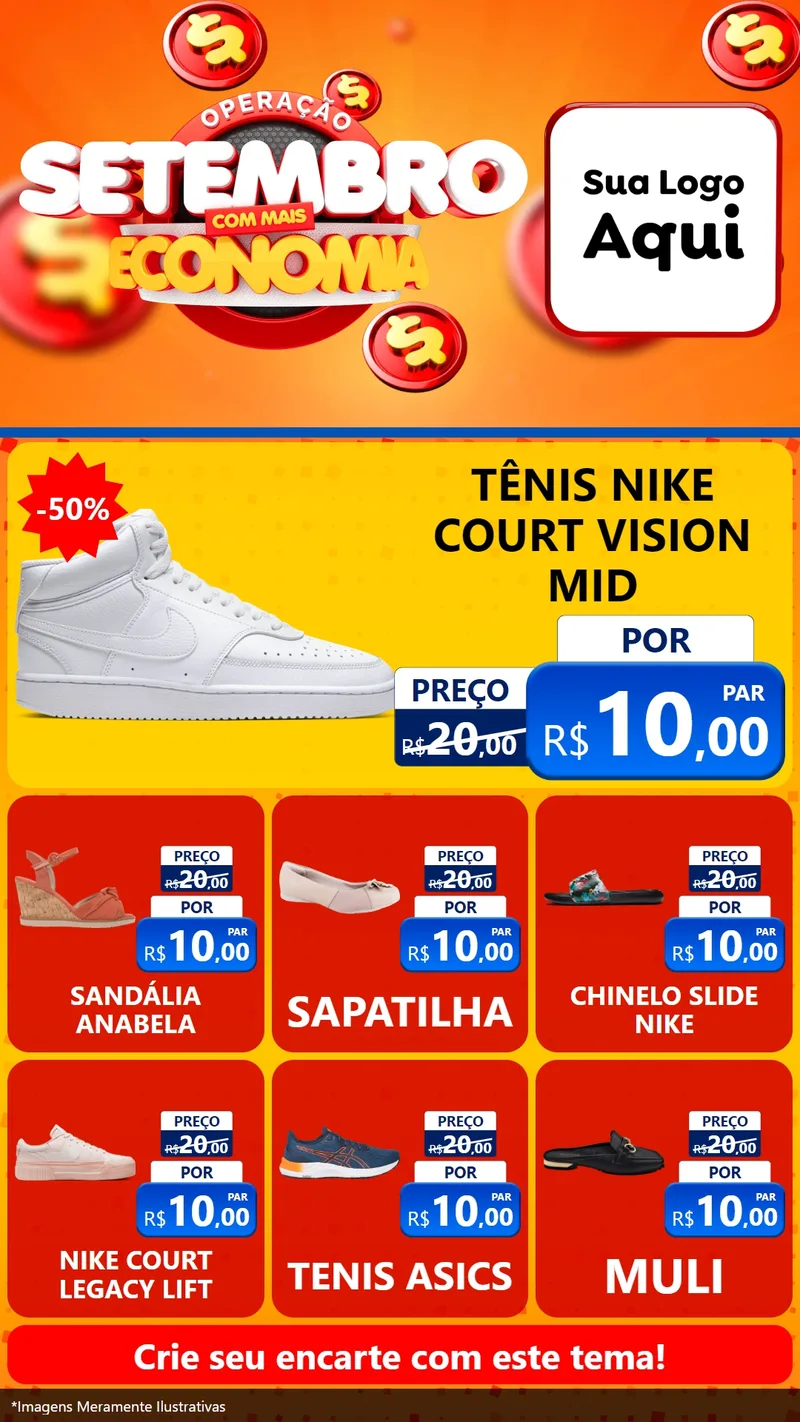 Modelo de Rede Social para Stories com o tema Operação Setembro Com Muita Economia para Calçados