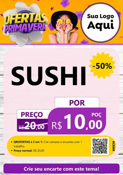 Modelo de Cartaz para Cartaz A4 Vertical com o tema Ofertas Da Primavera para Comida japonesa