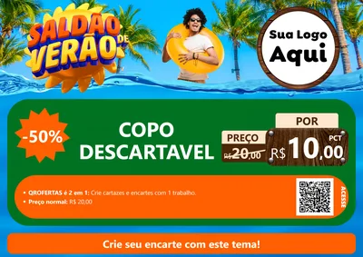 Modelo de Cartaz para Cartaz A4 Horizontal com o tema Saldão de Verão para Embalagens