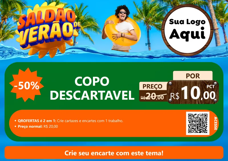 Modelo de Cartaz para Cartaz A4 Horizontal com o tema Saldão de Verão para Embalagens