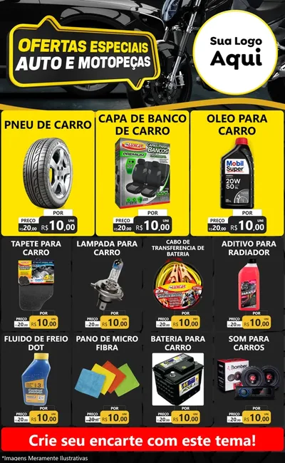 Modelo de Encarte para Encarte Grande com o tema Ofertas Especiais Auto e Motopeças para Auto peças