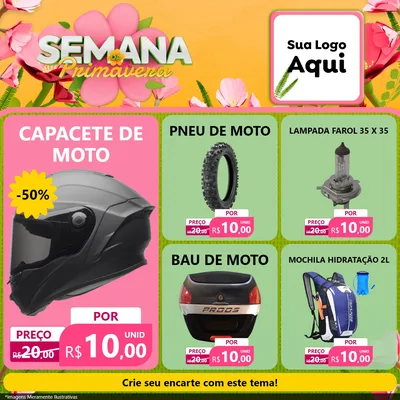 Modelo de Rede Social para Feed Facebook com o tema Semana da Primavera para Moto peças