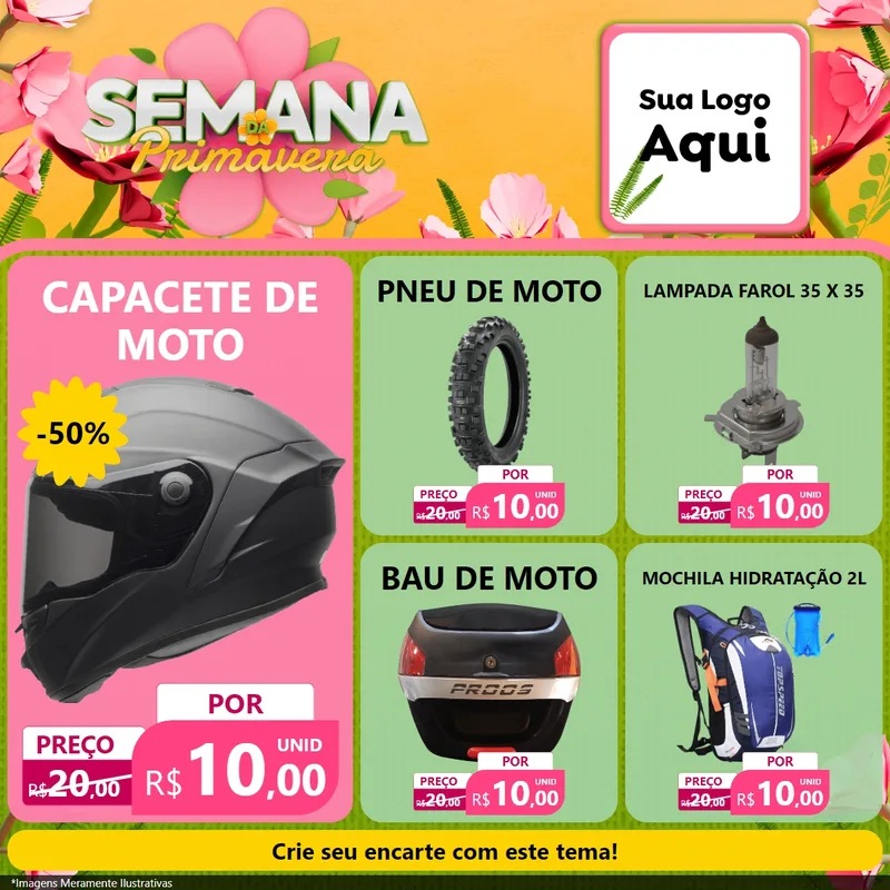 Modelo de Rede Social para Feed Facebook com o tema Semana da Primavera para Moto peças