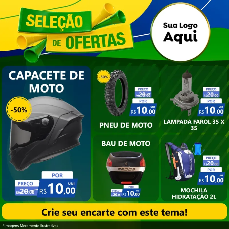 Modelo de Rede Social para Feed Facebook com o tema Seleção de Ofertas - Copa para Moto peças
