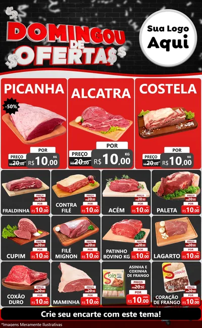 Modelo de Encarte para Encarte Grande com o tema Domingou de Ofertas para Açougue