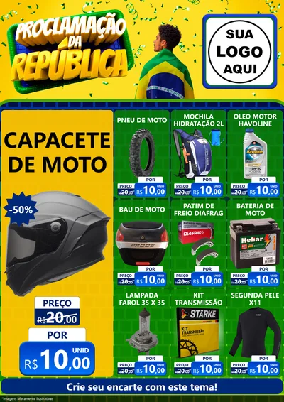 Modelo de Encarte para Encarte A4 Vertical com o tema Proclamação da República para Moto peças
