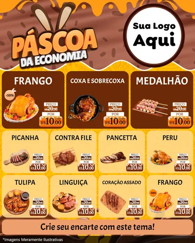 Modelo de Rede Social para Feed Instagram com o tema Páscoa da Economia para Assados